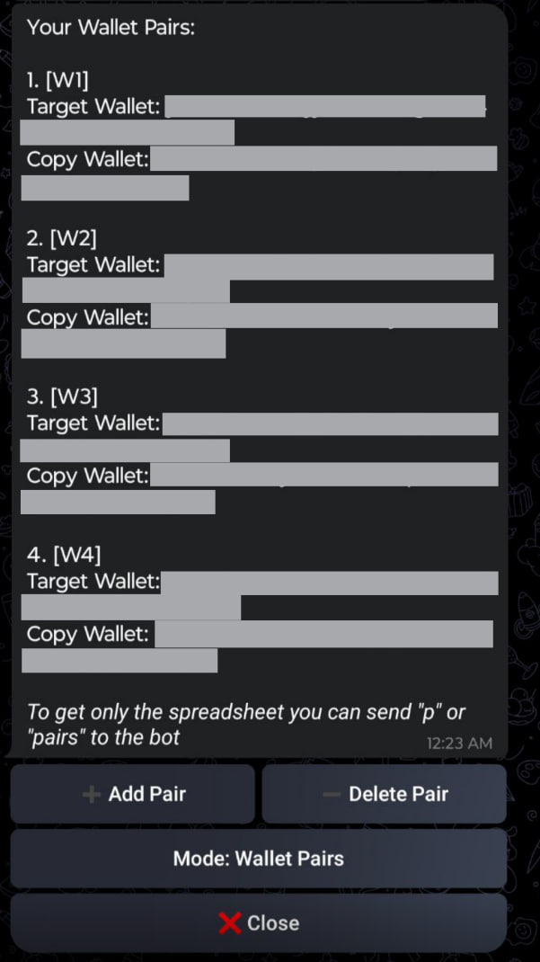 Wallet pairs Mode