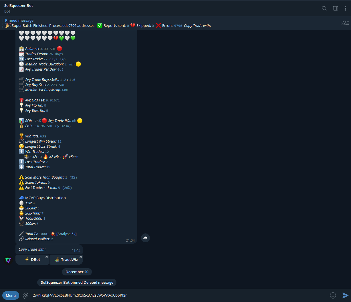 Wallet Analysis screenshot